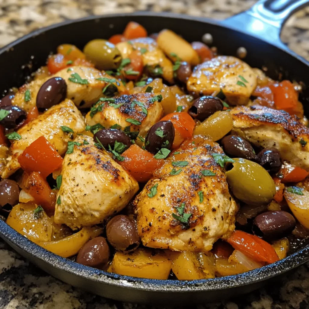 Mediterranean Chicken and Olive Skillet