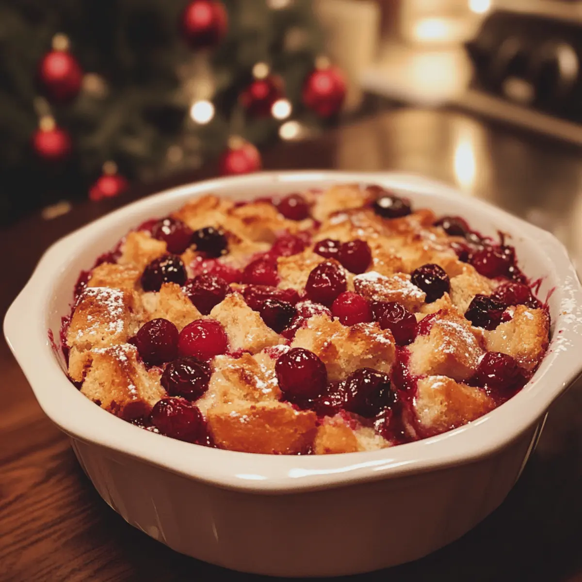 Christmas Cranberry Bread Pudding