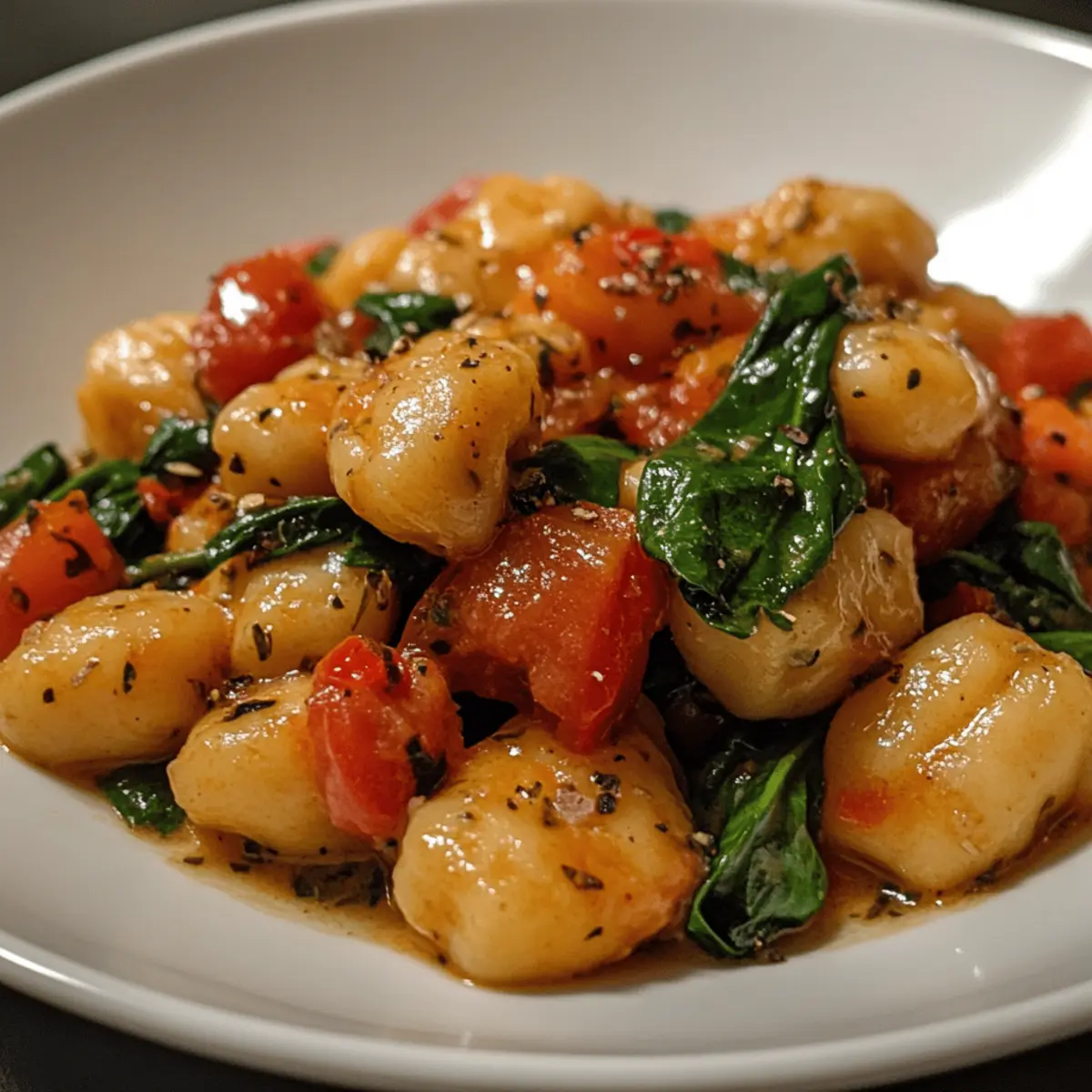 Quick Creamy Spinach & Tomato Gnocchi