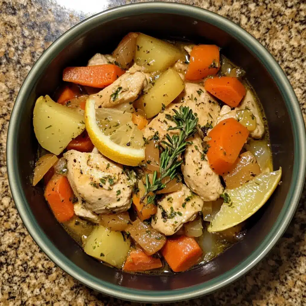 Slow Cooker Lemon Herb Chicken & Veggie Medley
