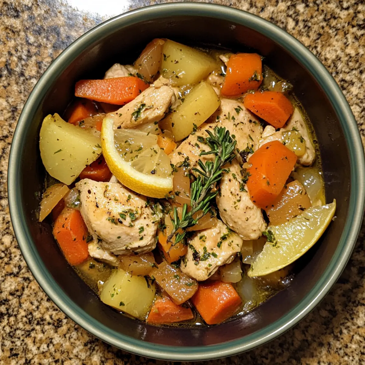Slow Cooker Lemon Herb Chicken & Veggie Medley