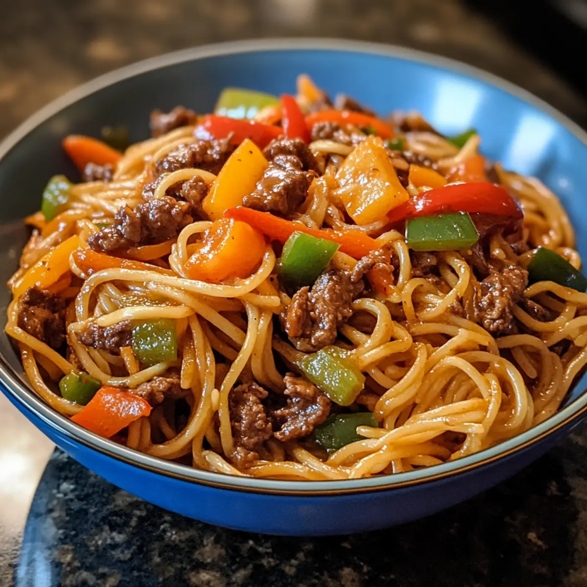 15-Minute Sweet Pepper & Beef Noodles