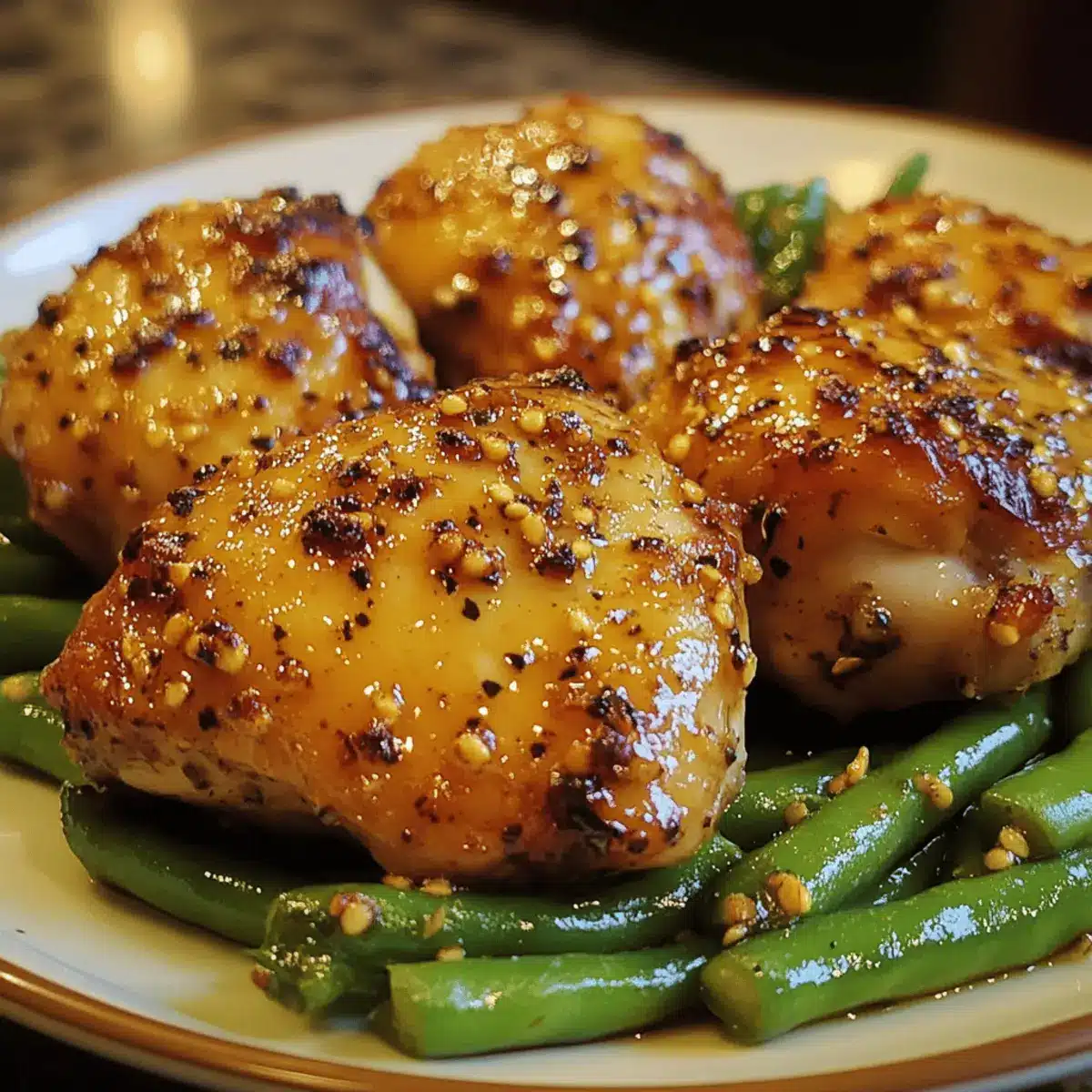 Honey-Mustard Baked Chicken Thighs & Green Beans