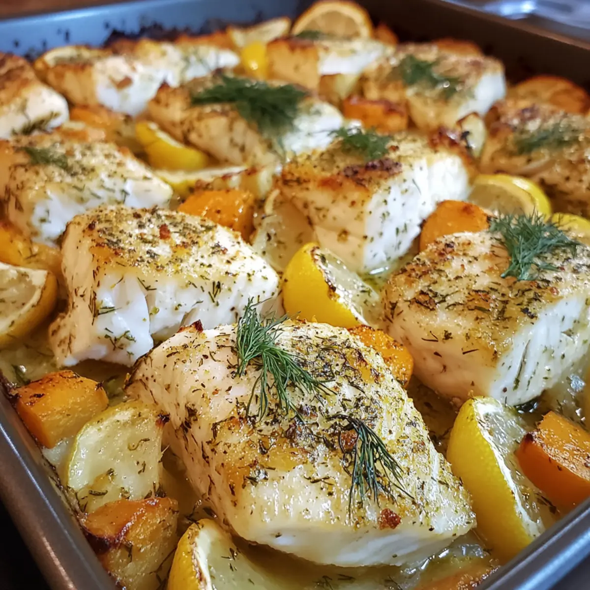 One-Pan Lemon Dill Fish & Veggie Bake
