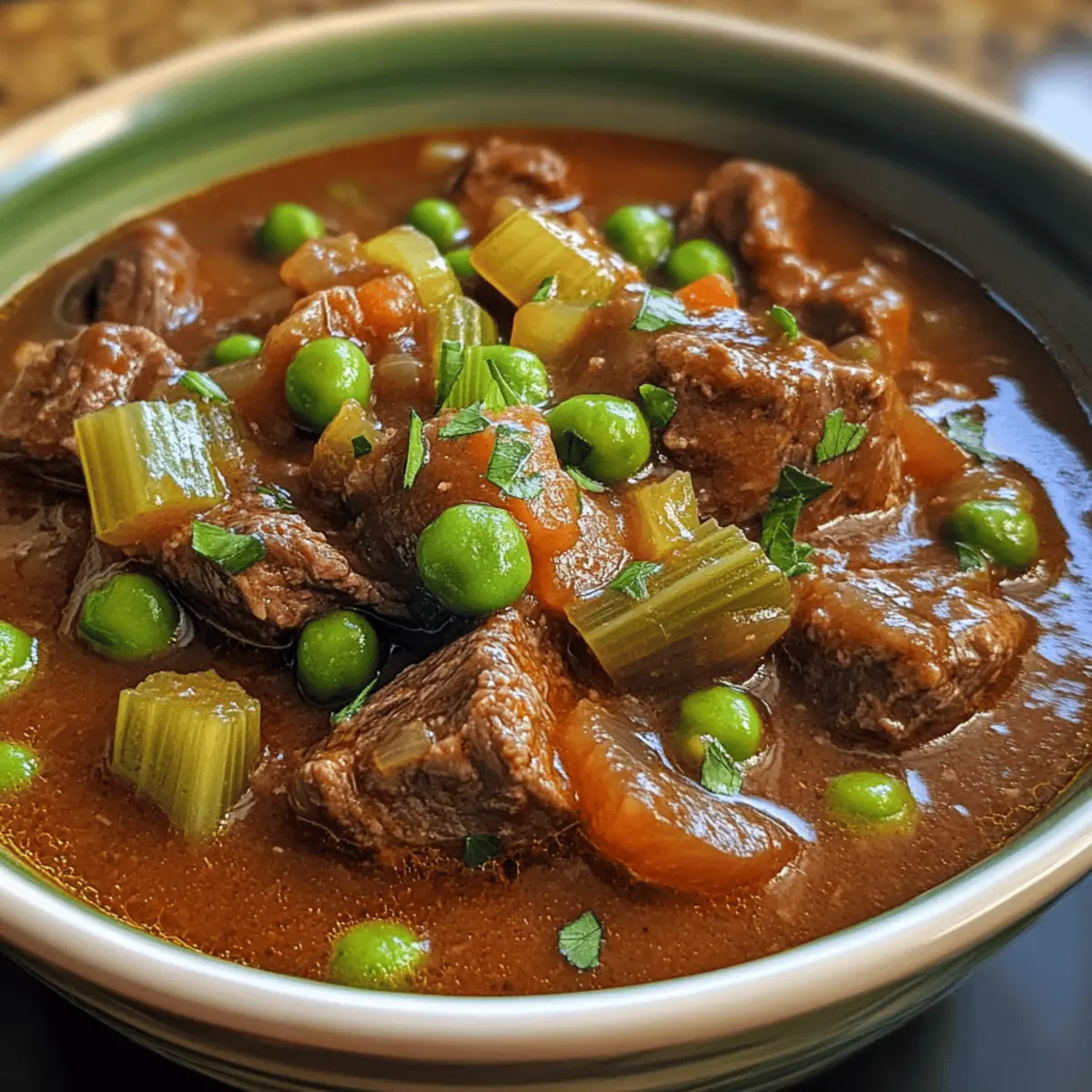 Instant Pot Beef Stew with Peas and Celery