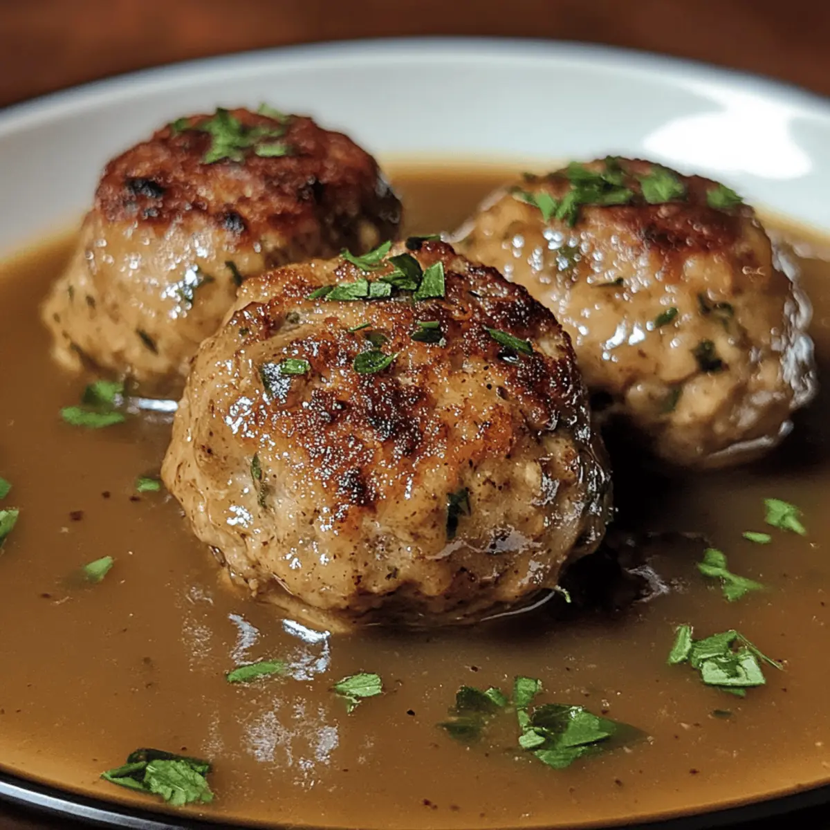 Savory Herb Turkey Meatballs with Gravy