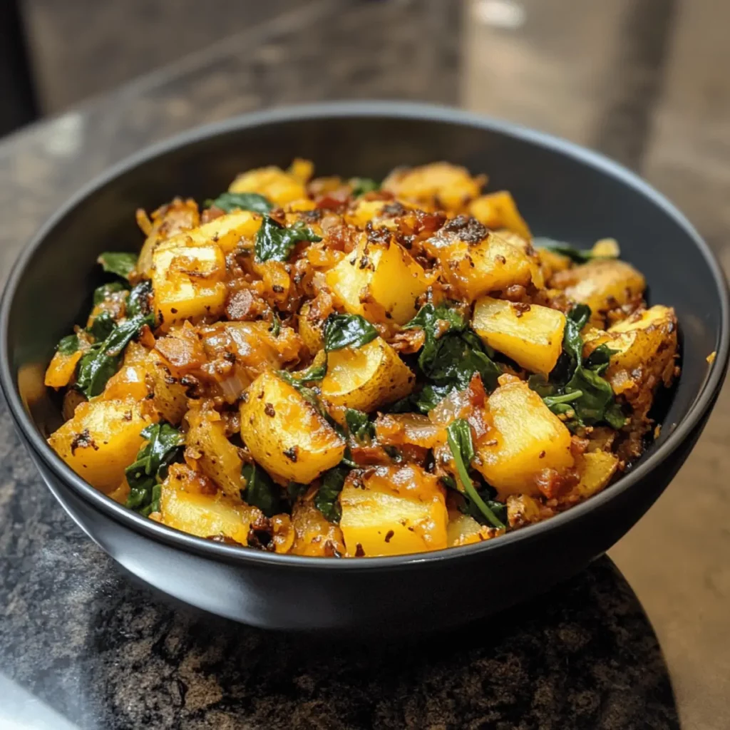 Instant Pot Cheesy Potato & Spinach Hash