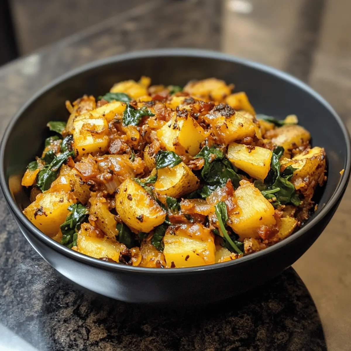 Instant Pot Cheesy Potato & Spinach Hash