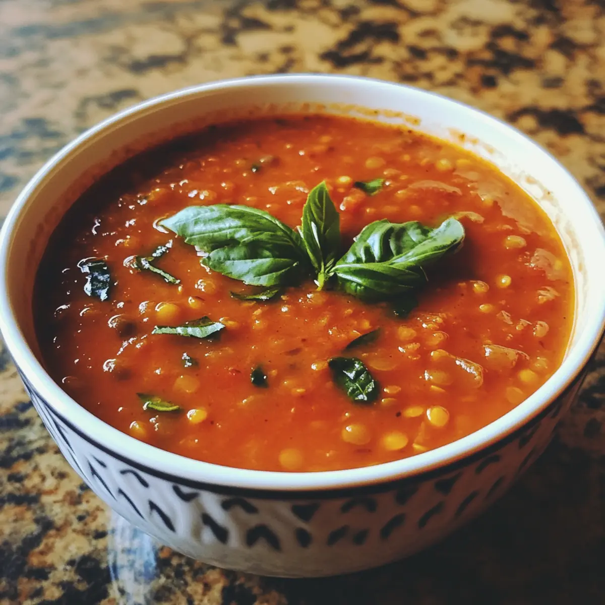 Tomato Basil Lentil Soup