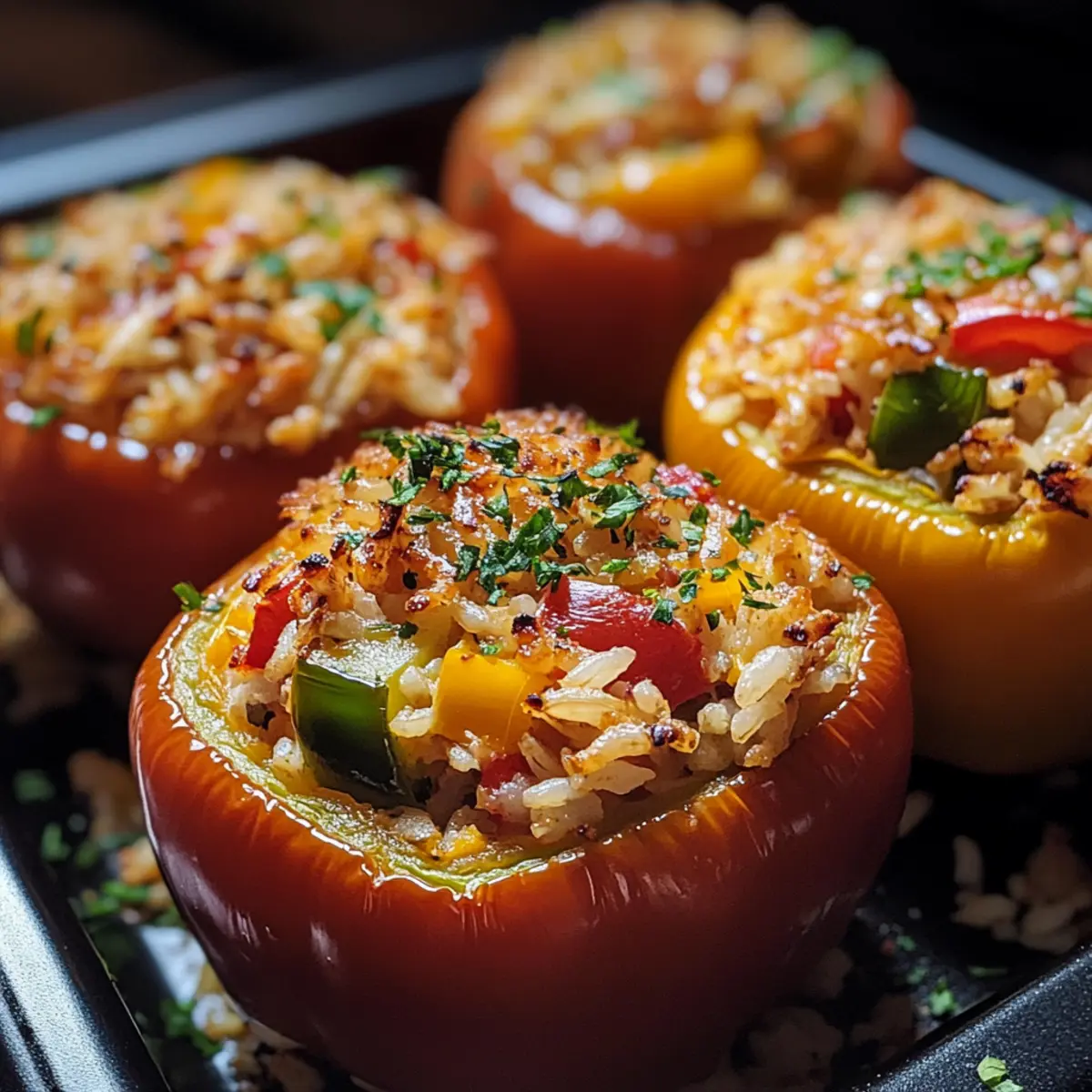 Stuffed Bell Peppers with Rice & Veggies Recipe