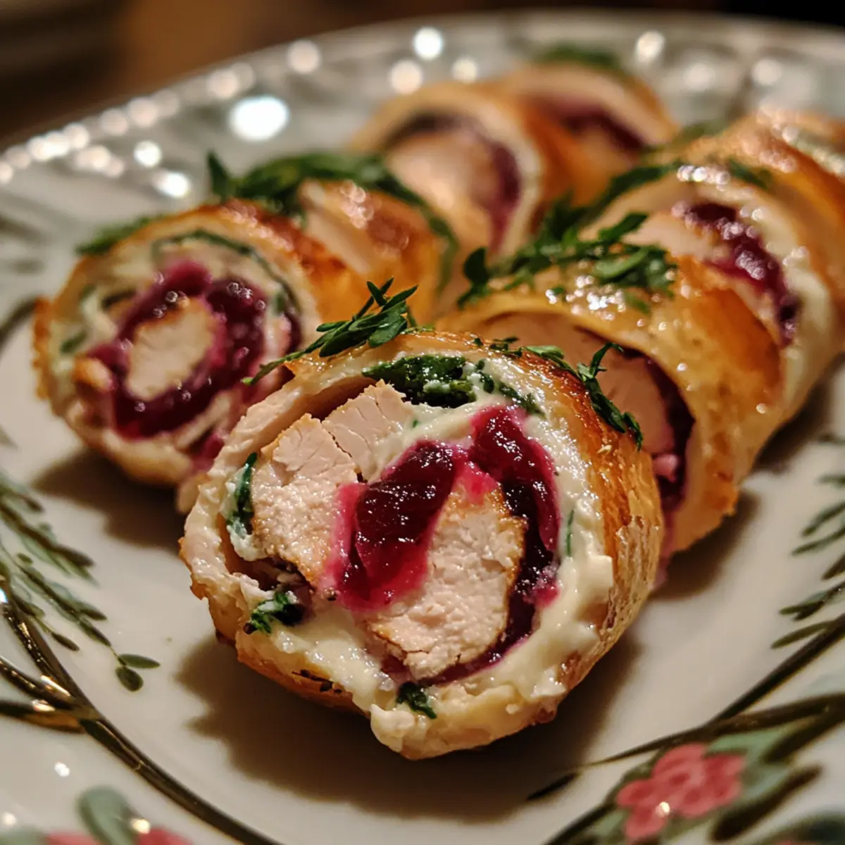 Cranberry Cream Cheese Turkey Roll-Ups