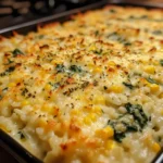 Creamy Spinach Corn Rice Bake