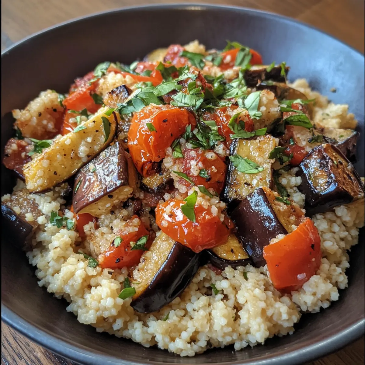 Roasted Eggplant Tomato Couscous Recipe