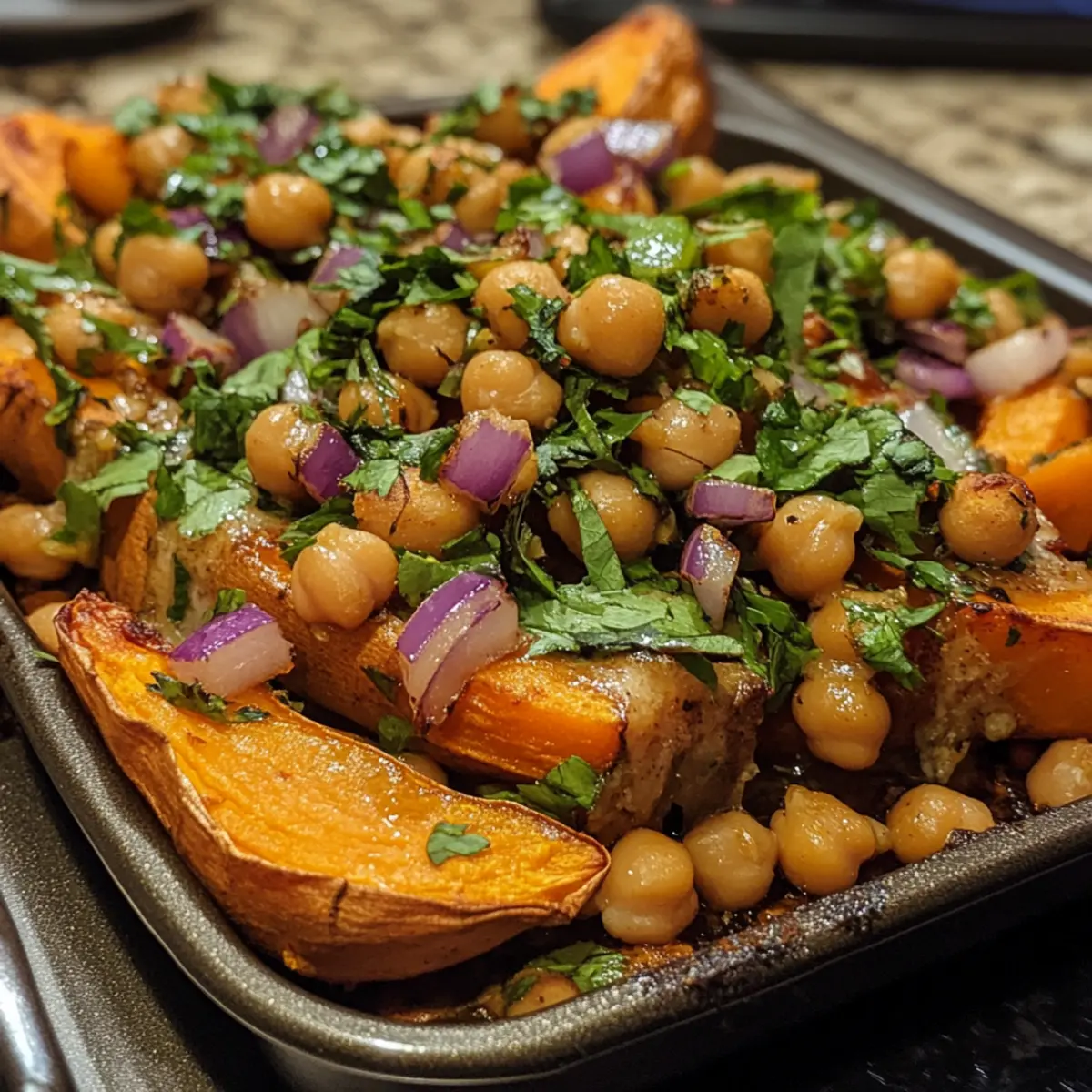Baked Sweet Potato Chickpea Tray
