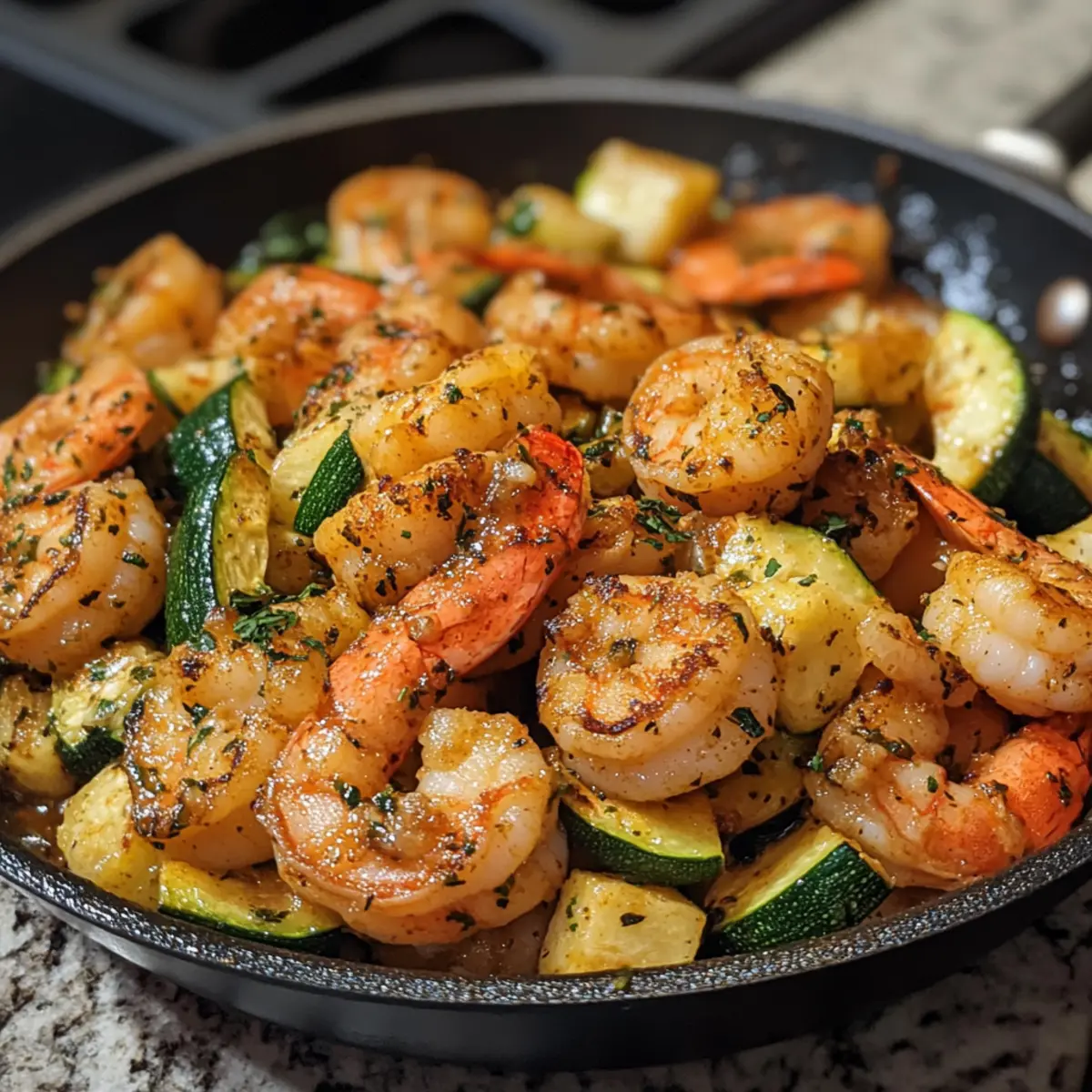 Garlic Butter Shrimp & Zucchini Skillet