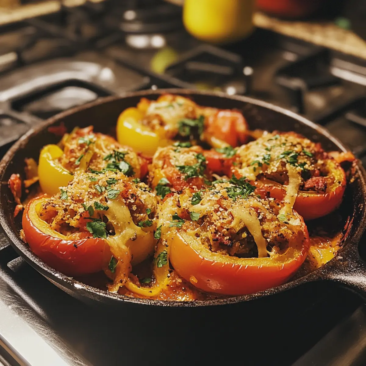Vegetarian Stuffed Bell Pepper Skillet Recipe