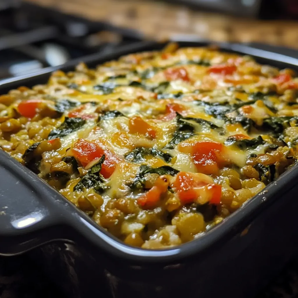 Vegetarian Lentil Spinach Bake Recipe