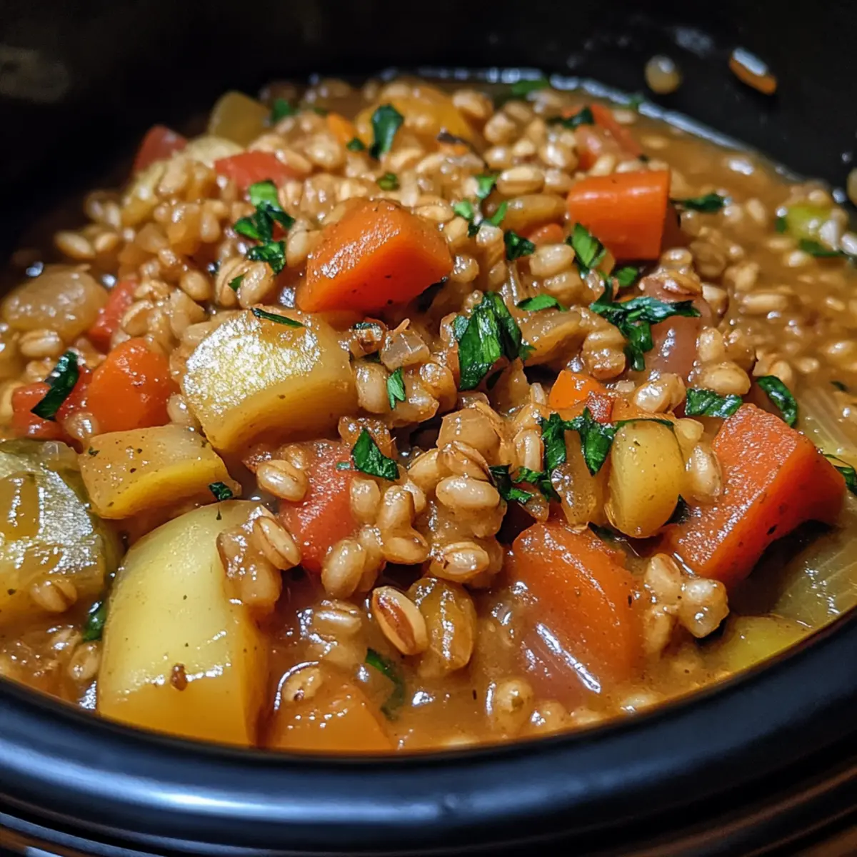 Slow Cooker Barley Vegetable Pot Recipe
