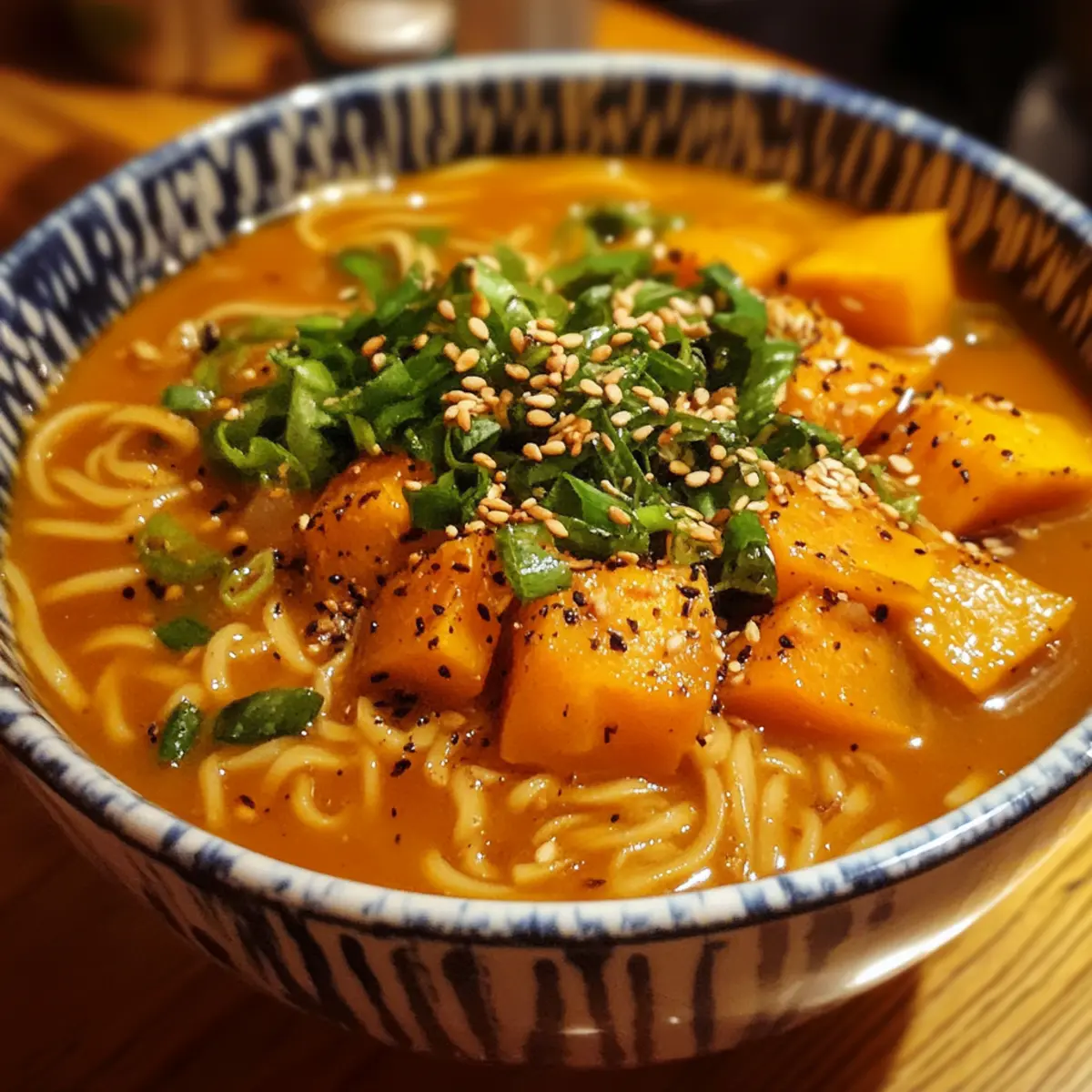 Silky Sesame Pumpkin Noodle Soup