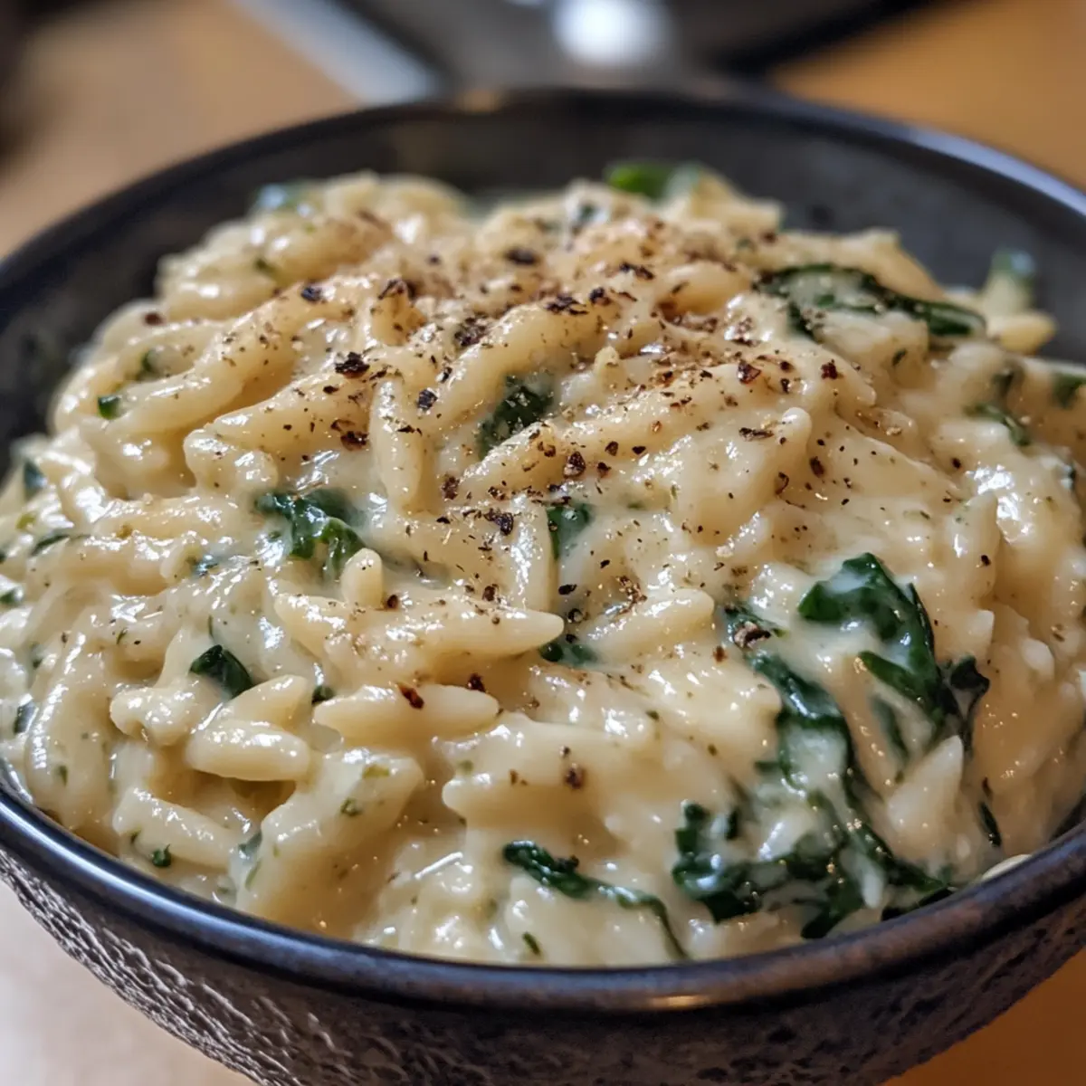 Creamy Spinach Ricotta Orzo