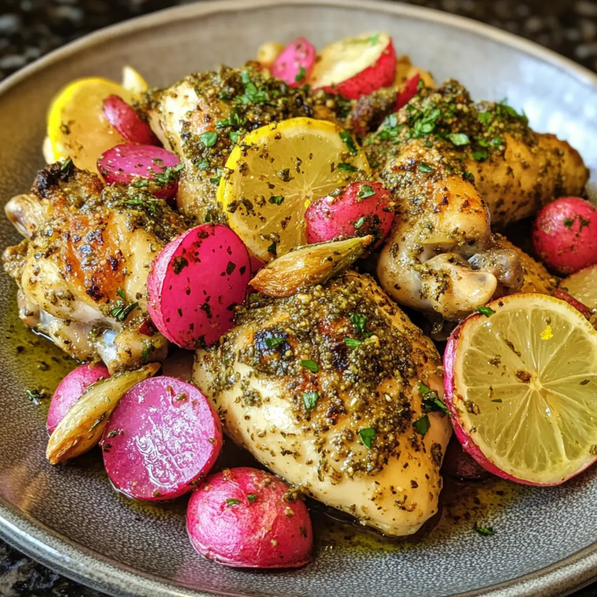 Za’atar Lemon Chicken with Roasted Radishes