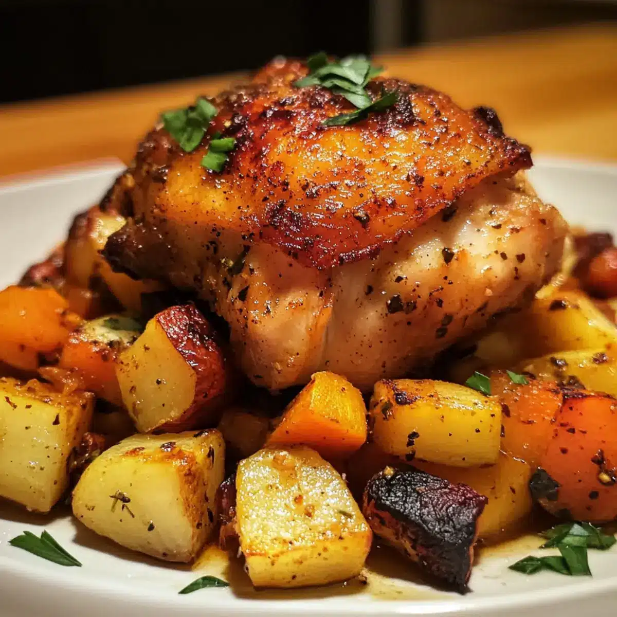 Paprika-Roasted Chicken Thighs with Root Vegetables Recipe