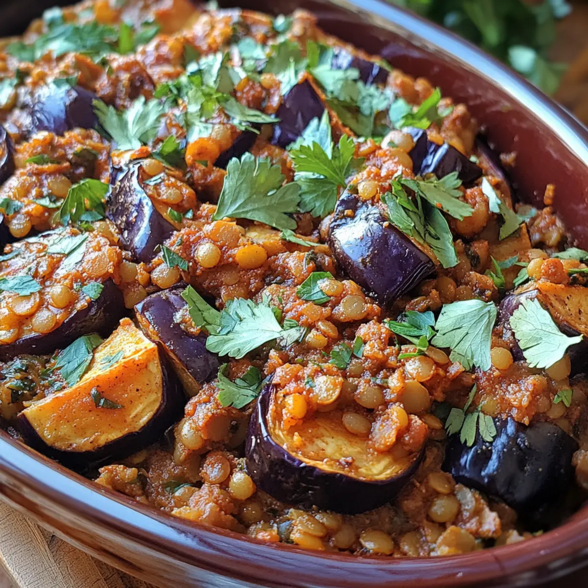 Moroccan-Spiced Eggplant and Lentil Bake