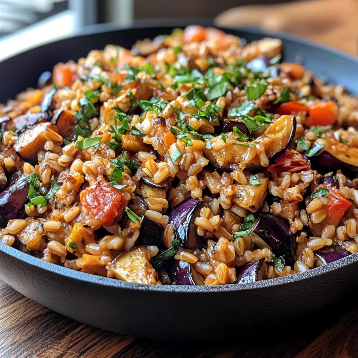 Smoky Eggplant & Farro Skillet