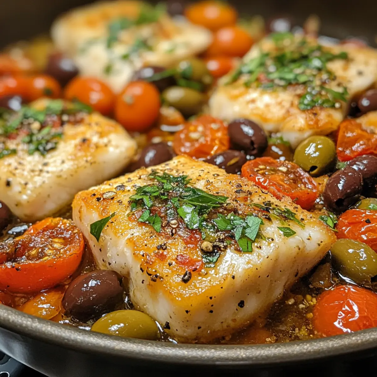 One-Pan Mediterranean Cod with Olives & Tomatoes