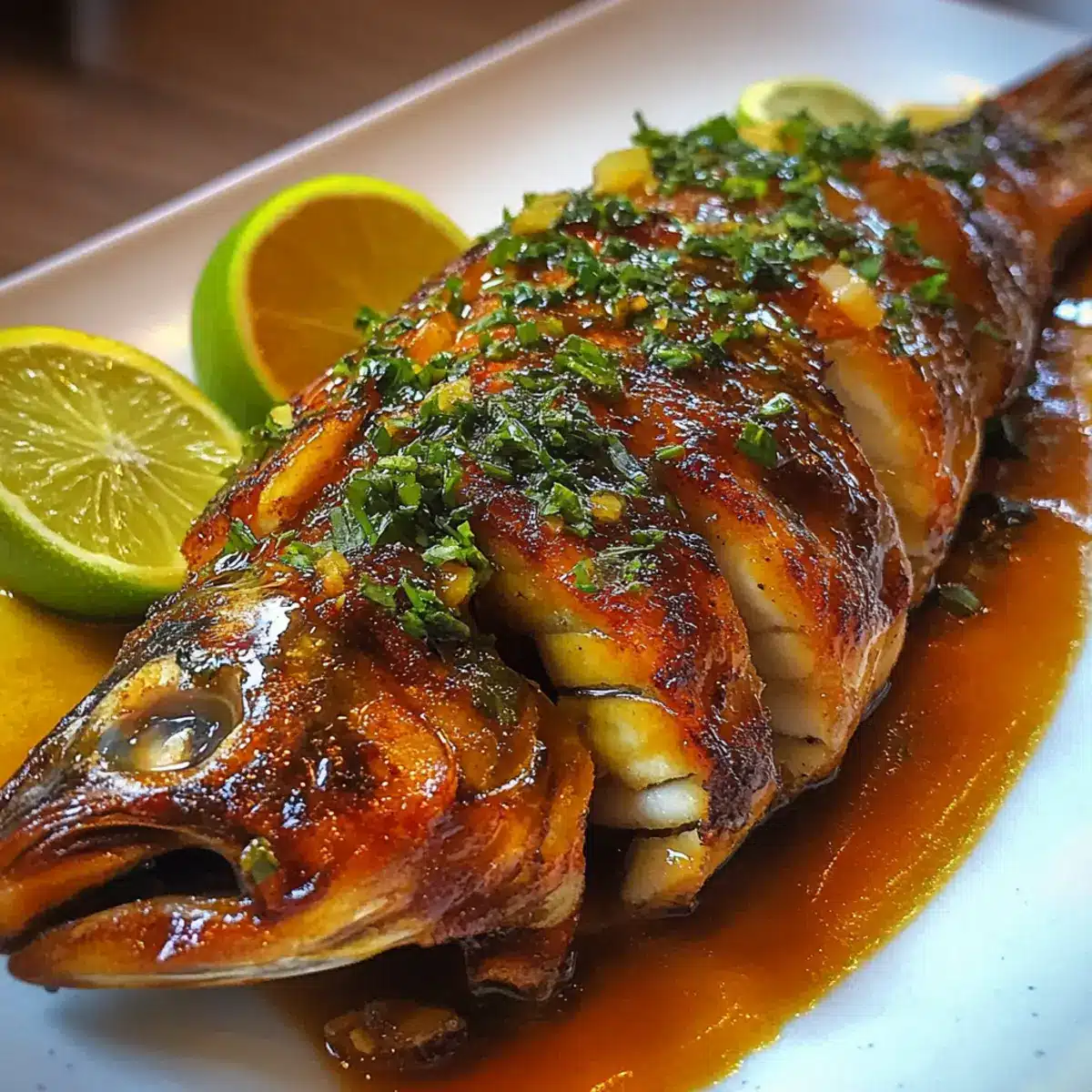 Citrus-Miso Glazed Whole Snapper