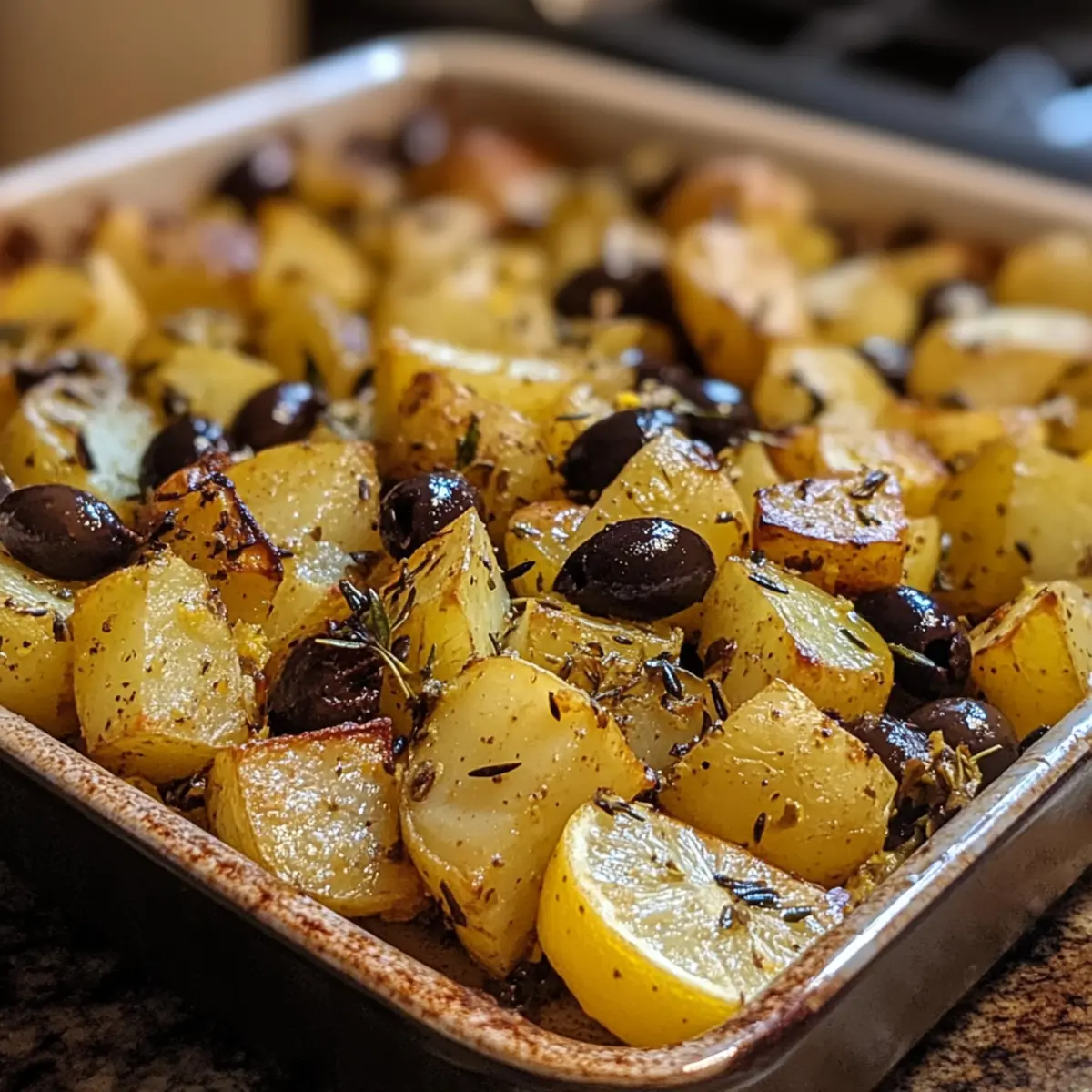 Greek Lemon Potato & Olive Tray Bake