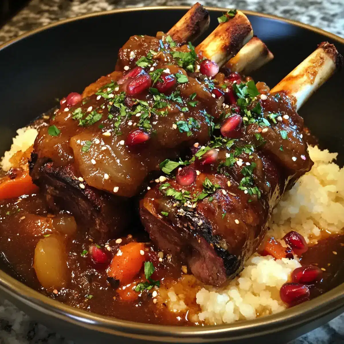 Pomegranate Molasses Braised Lamb Shanks