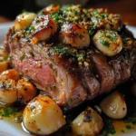 Herb-Crusted Roast Lamb with Garlic Jus