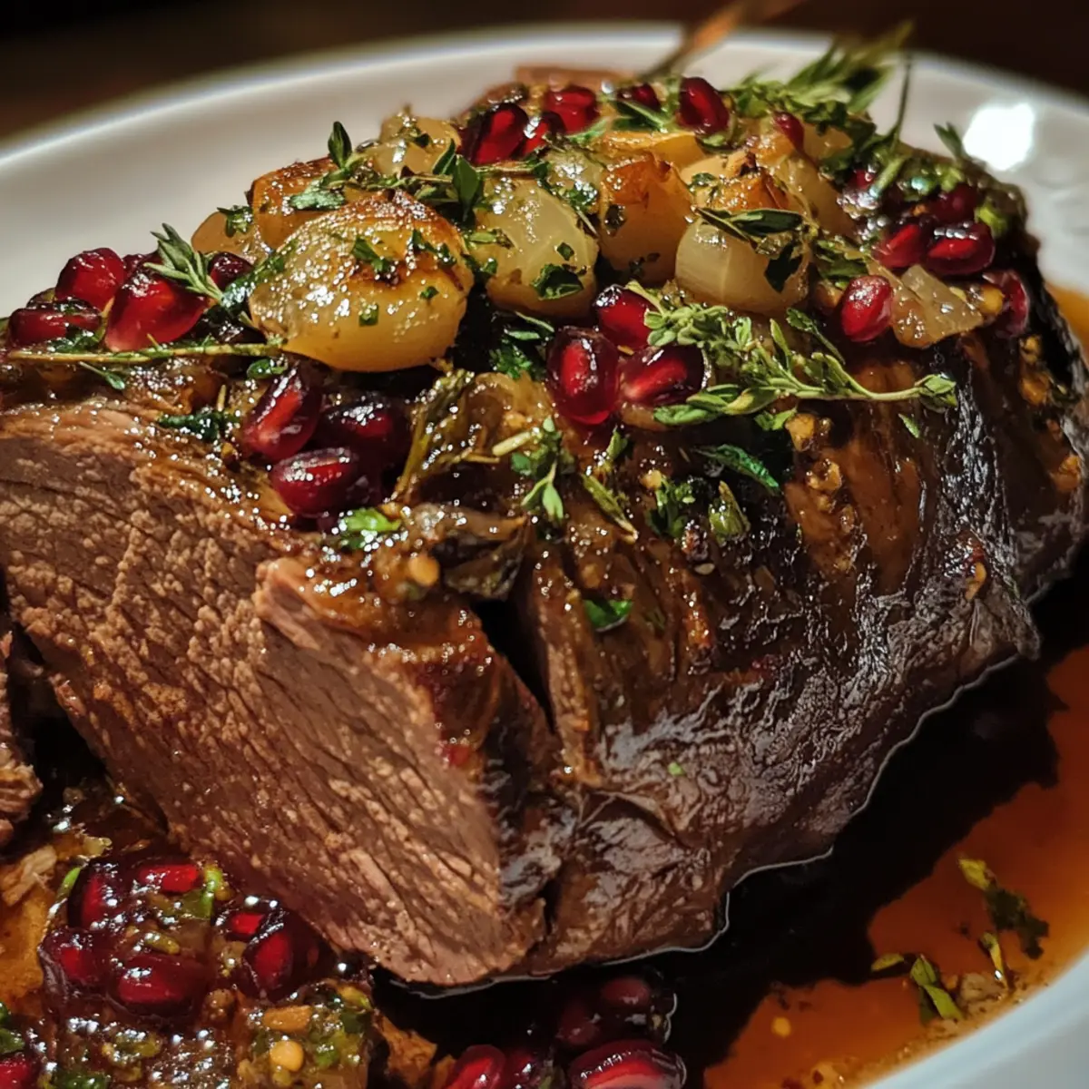 Pomegranate Garlic Beef Roast