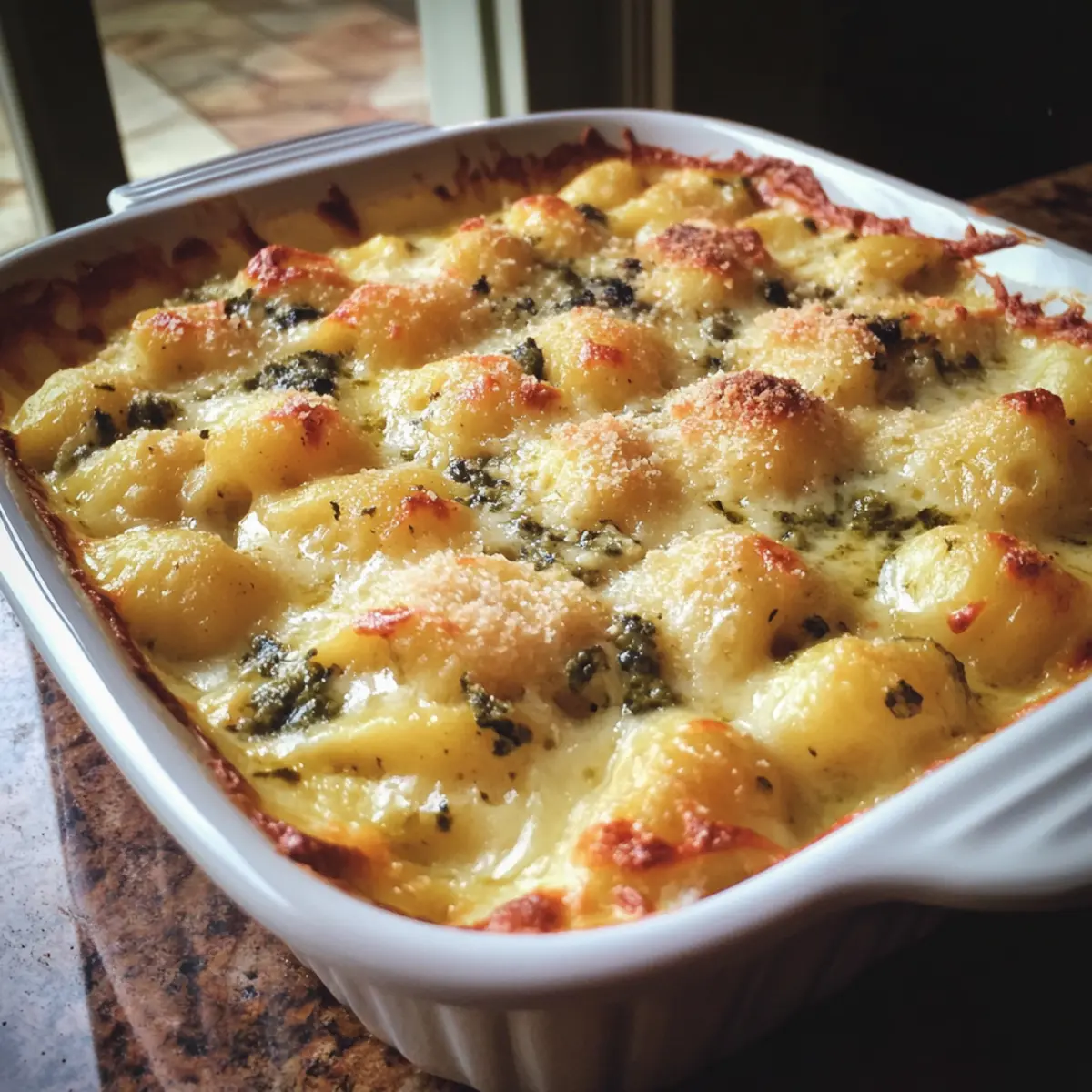Easter Egg Pesto Gnocchi Gratin