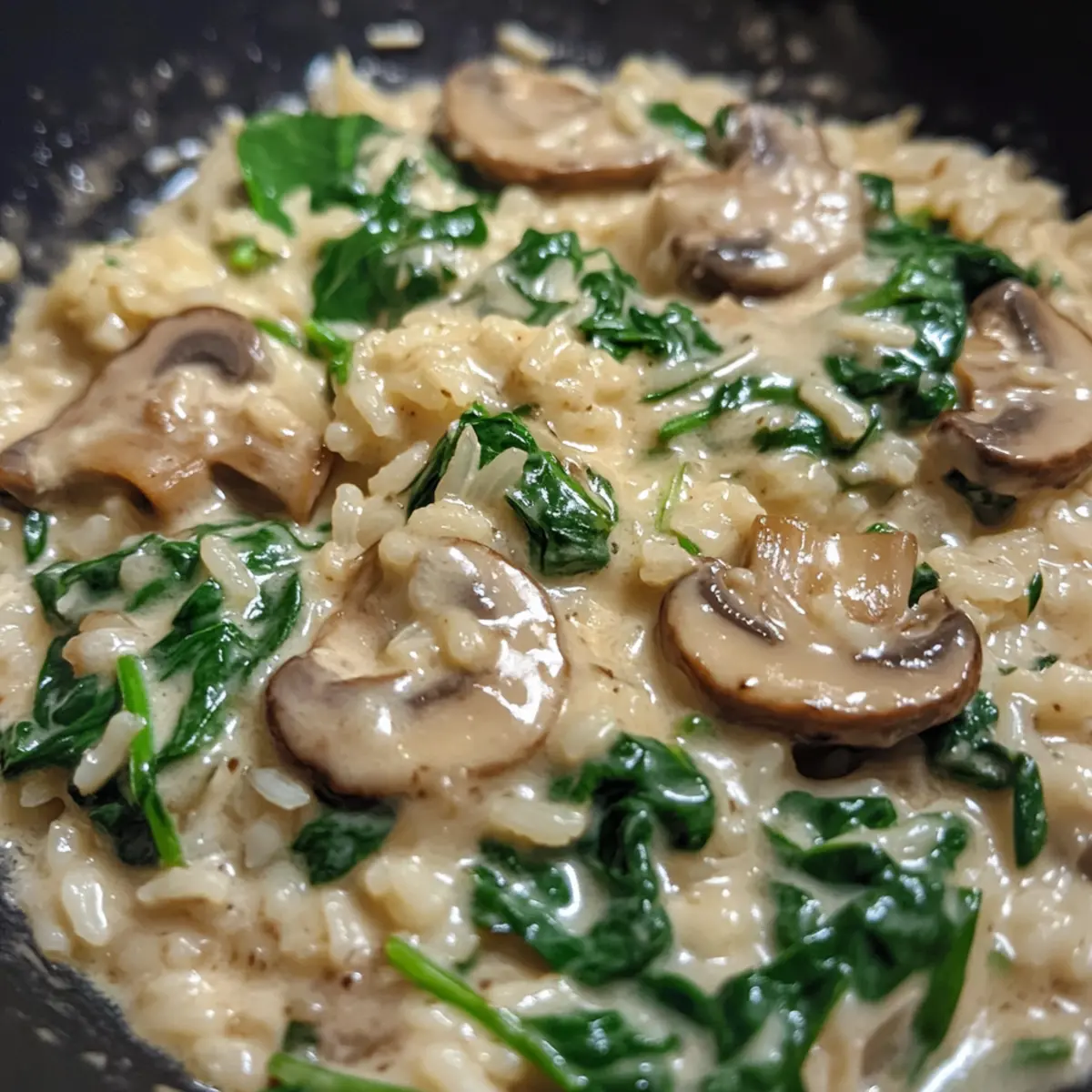 One-Pan Creamy Mushroom Spinach Rice