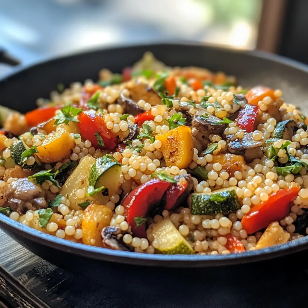 Mediterranean Pearl Couscous Veggie Skillet
