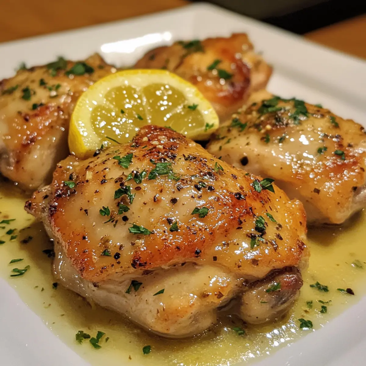 Garlic Herb Chicken Thighs with Lemon Butter Sauce