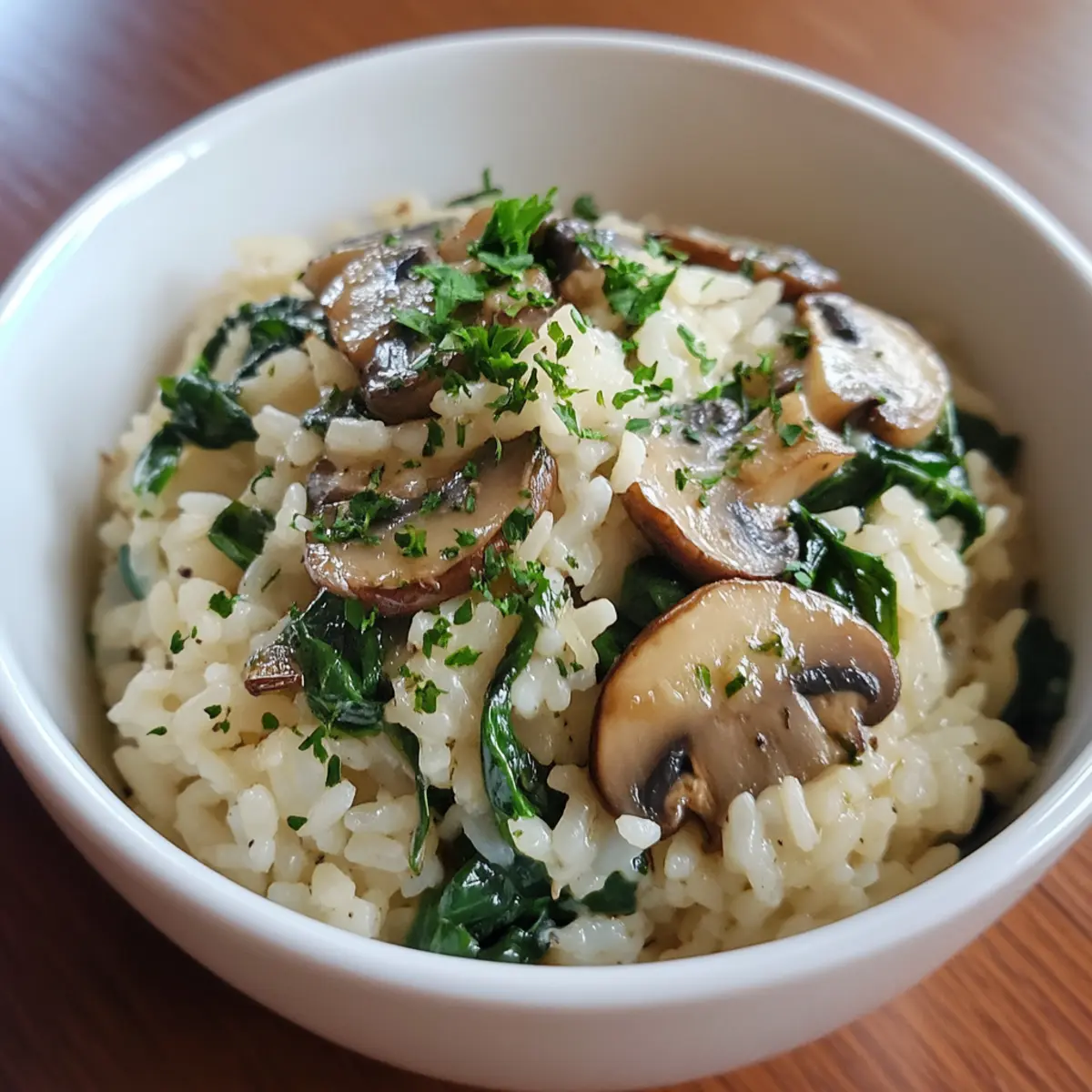 Creamy Mushroom Spinach Rice