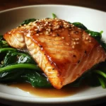 Honey Soy Glazed Salmon with Sesame Spinach