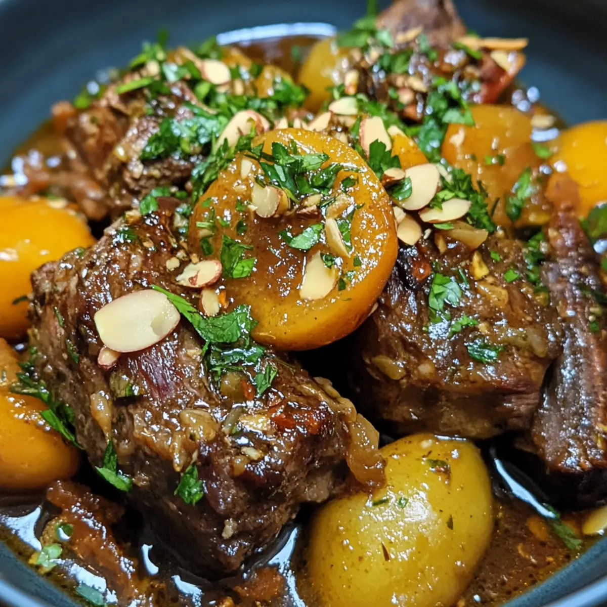 Moroccan Apricot & Almond Braised Lamb