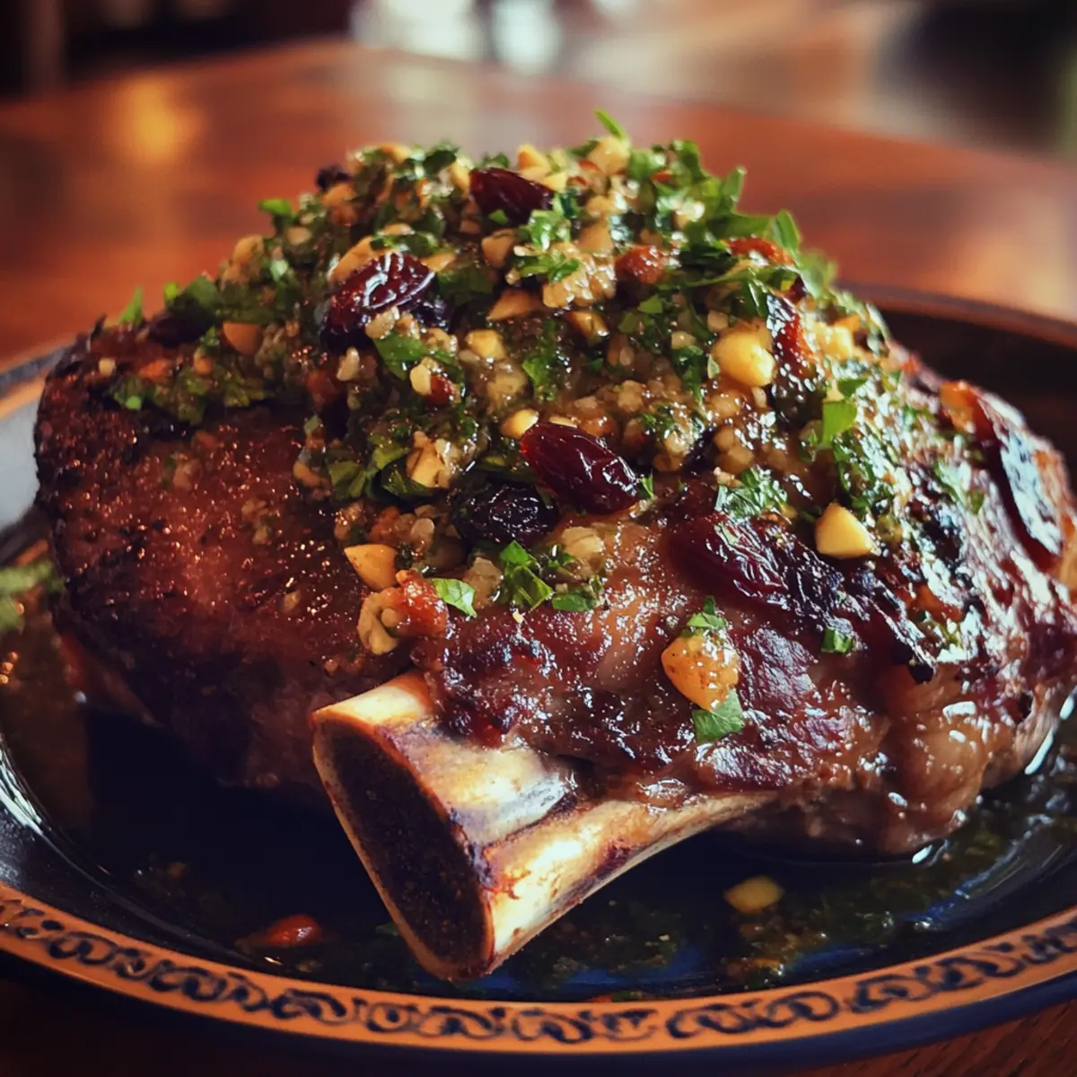North African Lamb Shoulder with Date & Almond Relish