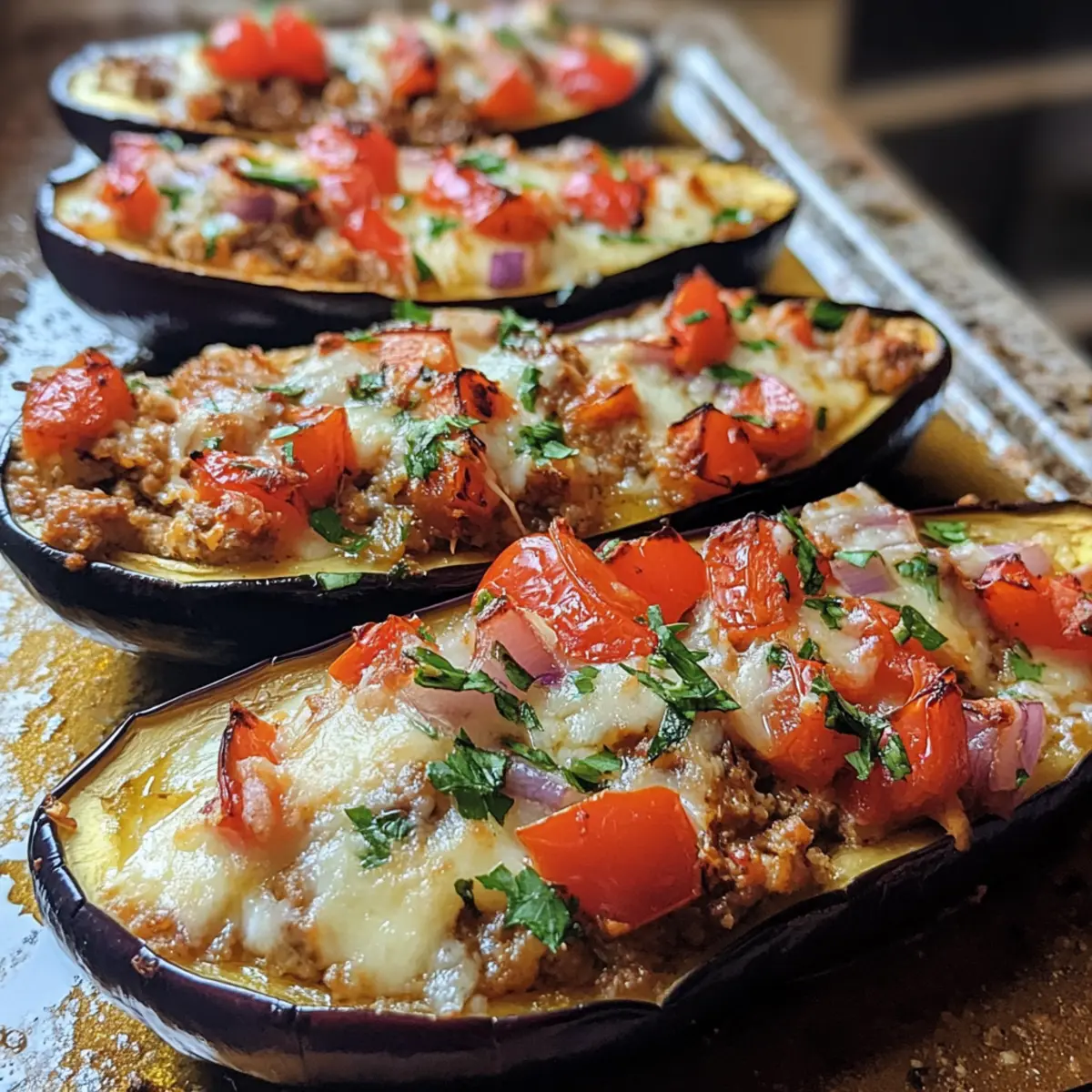 Mediterranean Stuffed Eggplant Boats
