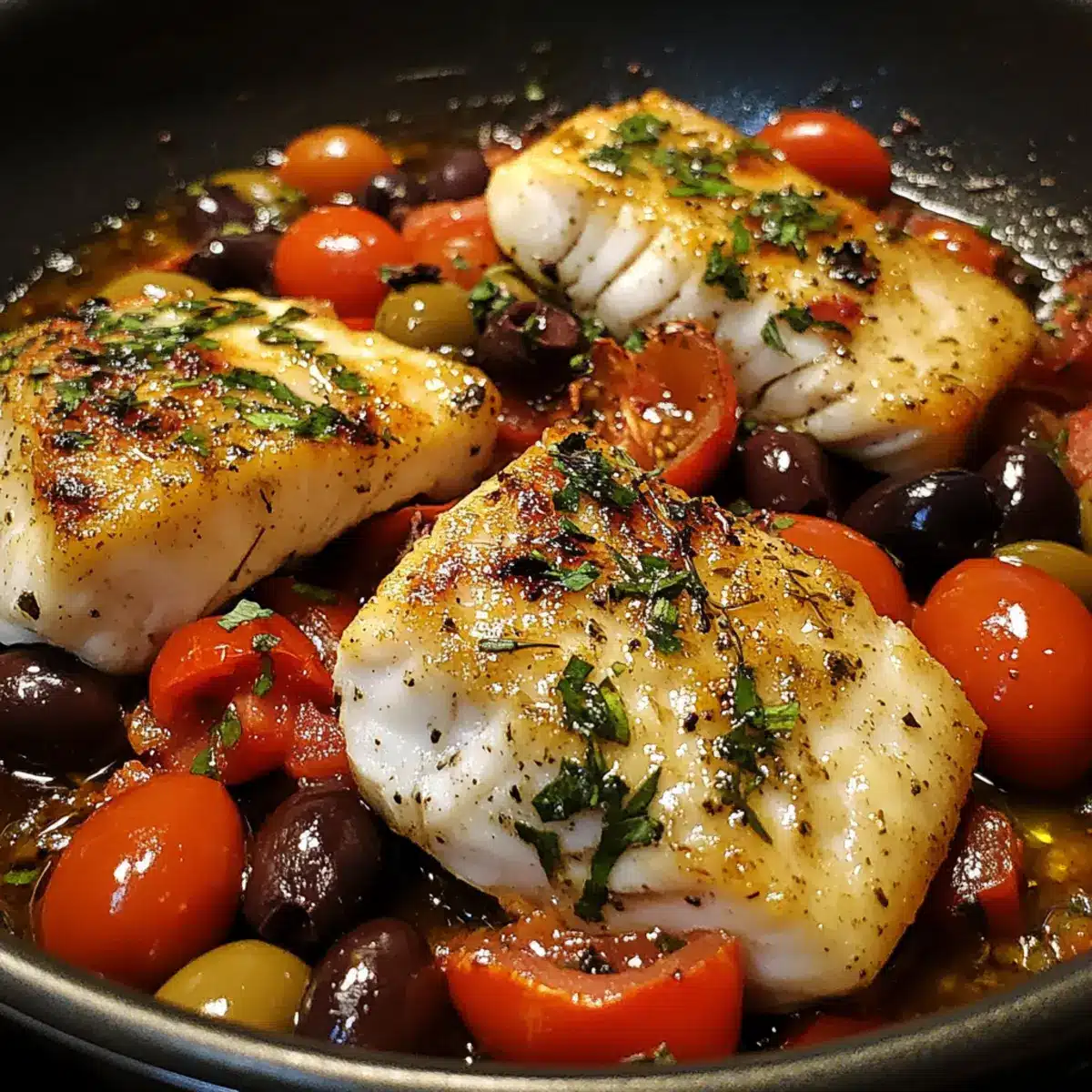 One-Pan Mediterranean Cod with Olives & Tomatoes