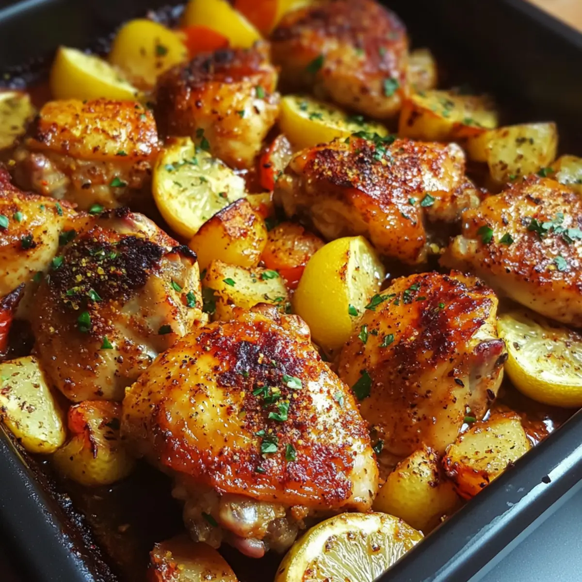 Lemon Paprika Chicken Thigh Tray Bake