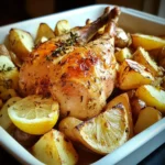 Greek Lemon Garlic Roast Chicken with Potatoes