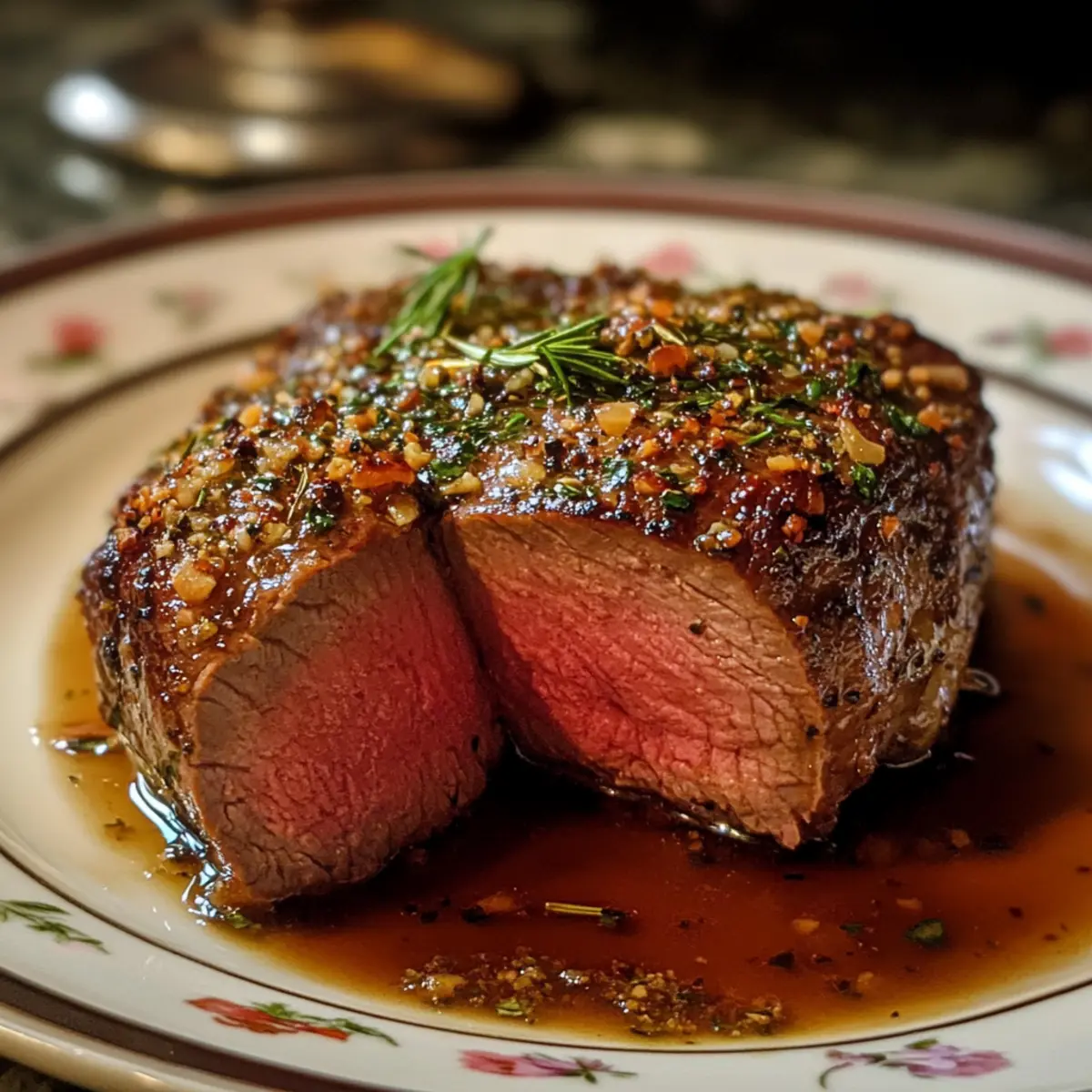 Provençal Herb-Crusted Beef Sirloin with Olive Jus