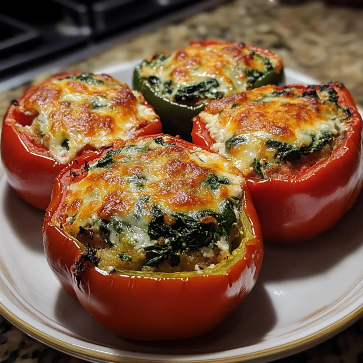 Spinach & Ricotta Stuffed Bell Peppers