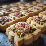 Pistachio Rose Shortbread Cookies