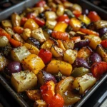 Easter Egg Miso Glazed Vegetable Traybake